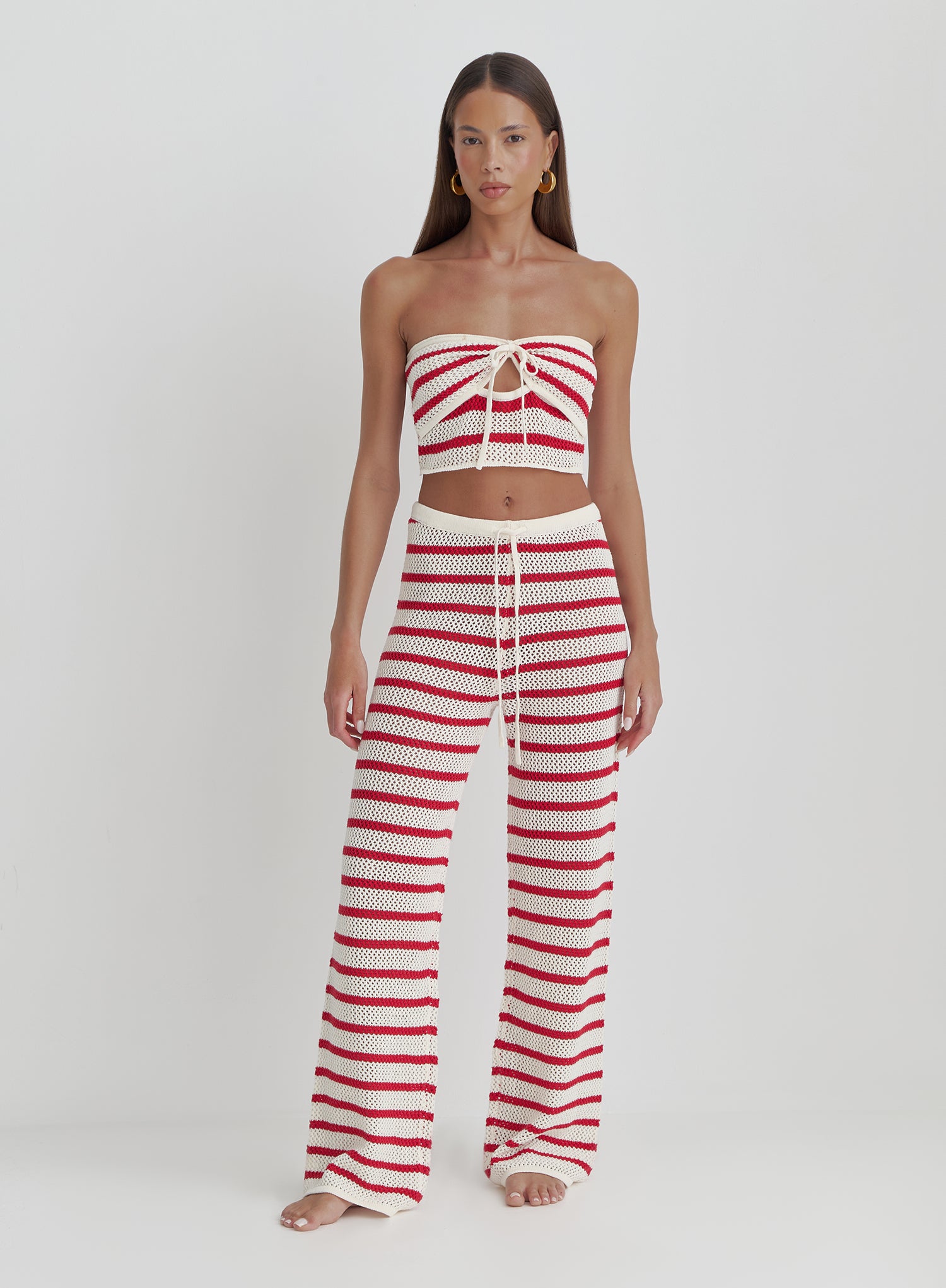 Red And White Stripe Knitted Top